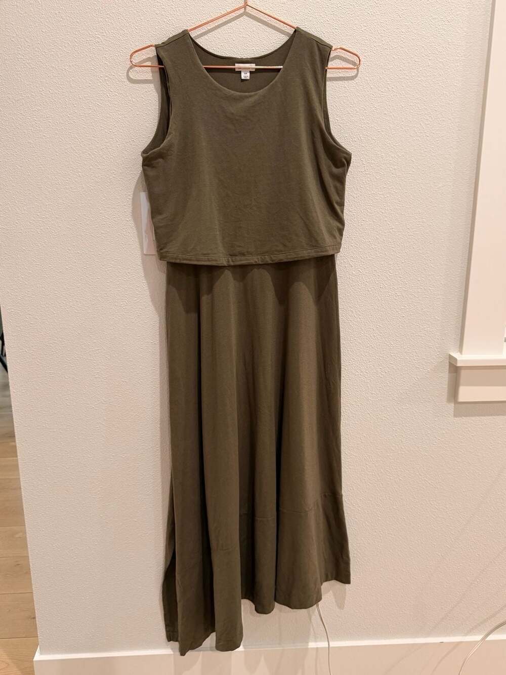Cuyana Asymmetrical Overlay Tie Back Midi Dress Green Size s